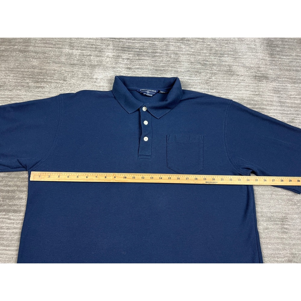 Chesterfield Polo Shirt Men 2XL Navy Blue Short Sleeve Pocket Pique Casual Solid - Picture 3 of 9